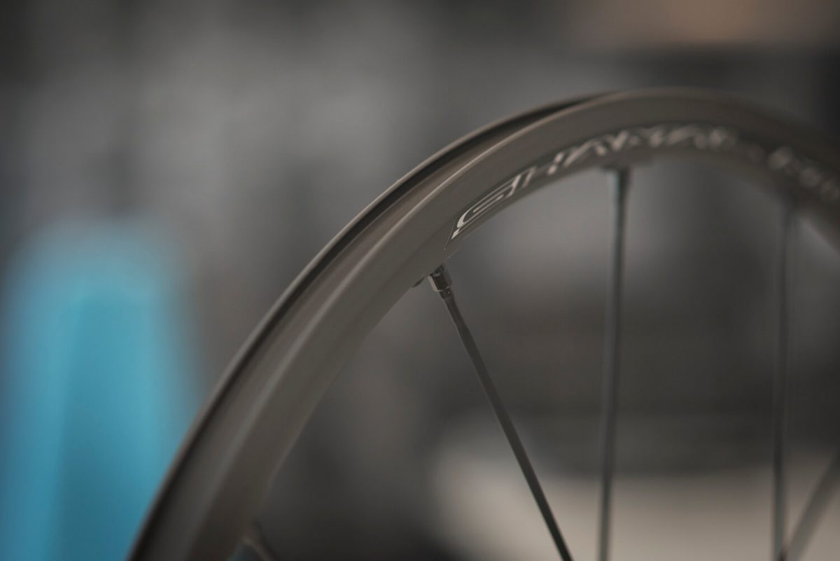 The special Plasma Electrolytic Oxidation (PEO) brake edge of a Campagnolo wheel.