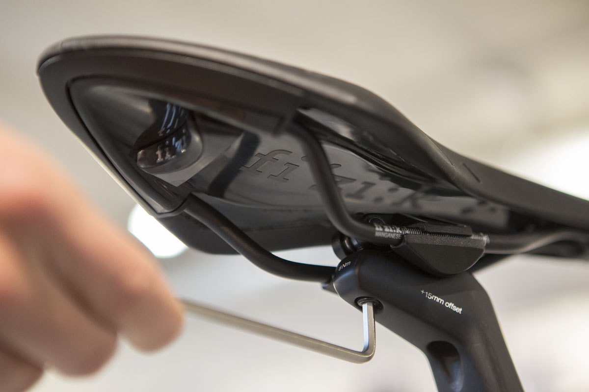 Most saddles can be brought forward or back, or even tilted, with one or two screws on the bottom.