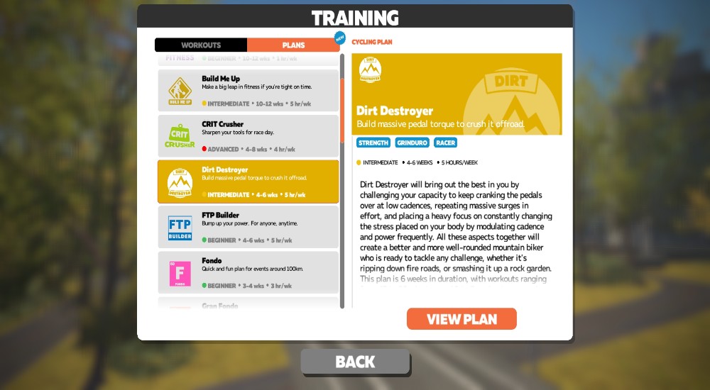 There are several training schedules that allow mountain bikers and gravel bikers to go crazy on Zwift as well.