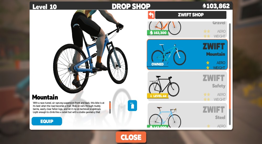 You even get a Zwift mountain bike from Zwift, which doesn't cost you a single drop!