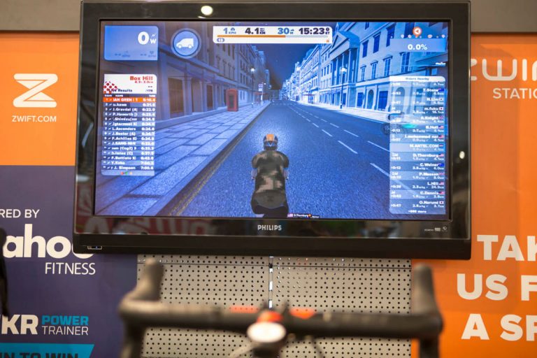 Zwift is very easy to use. Put your bike on the trainer, and go!
