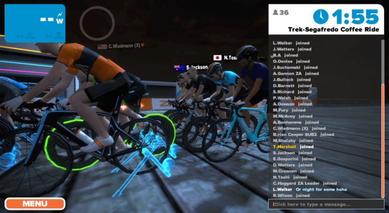 You are all put on a virtual trainer before the start of every ride and race.